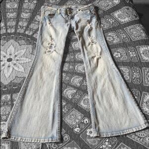Distressed vintage flare amethyst jeans